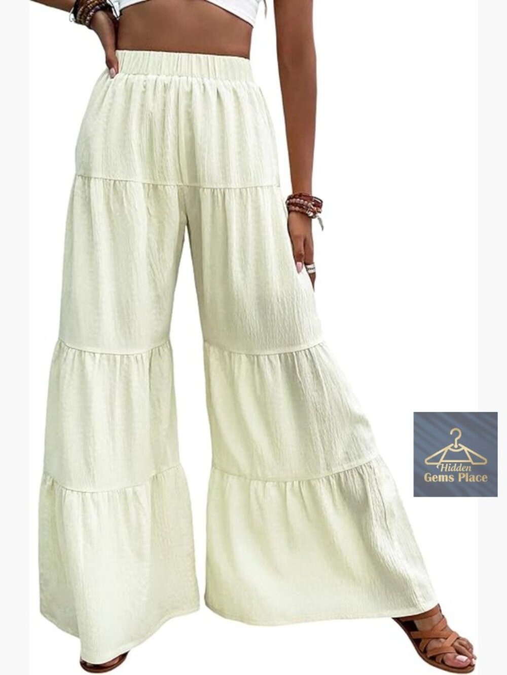 High Waist Wide Leg Palazzo Pants with Pockets Flowy Casual Lounge - Picture 1 of 7